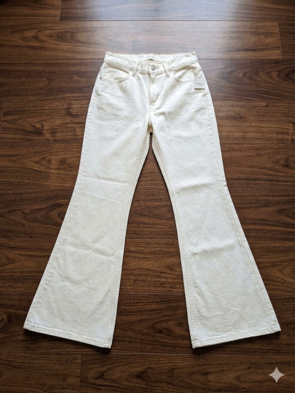 Free People We The Free West Coast Relaxed Flare Jeans Cream Ivory Size 28